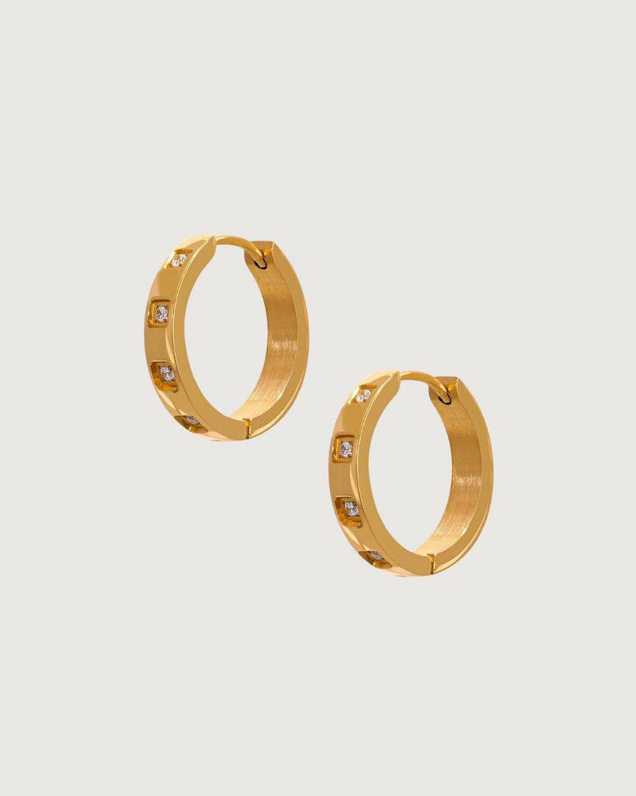 Gold Diamond Hoop Earrings – 18K PVD & Zirconia