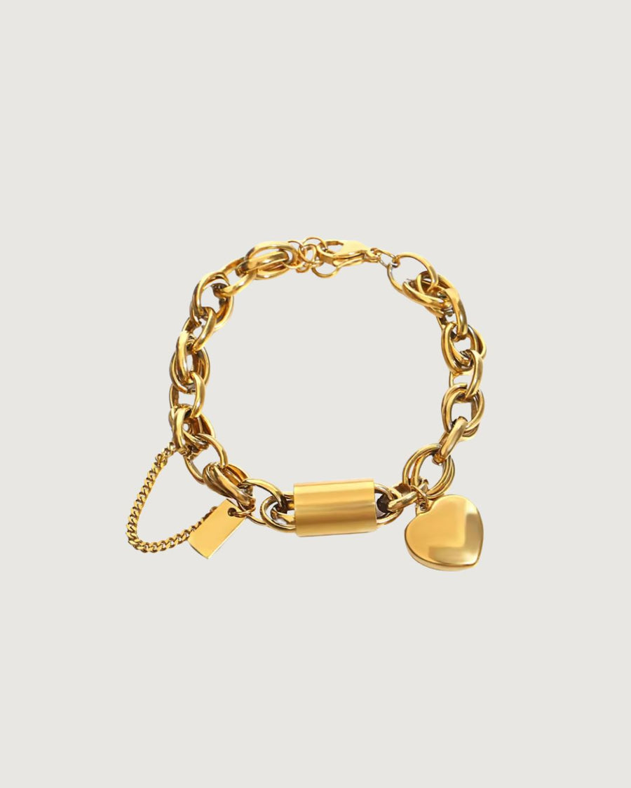 Vintage Chunky Statement Heart Bracelet 18K Gold - STUDIO JO STORE  
