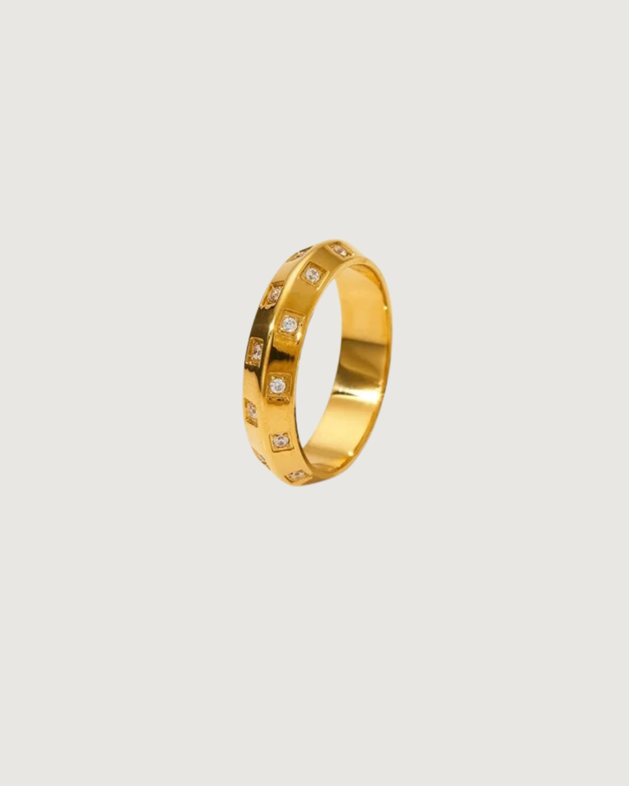 EMPRESS STUDDED BAND RING GOLD - STUDIO JO STORE  