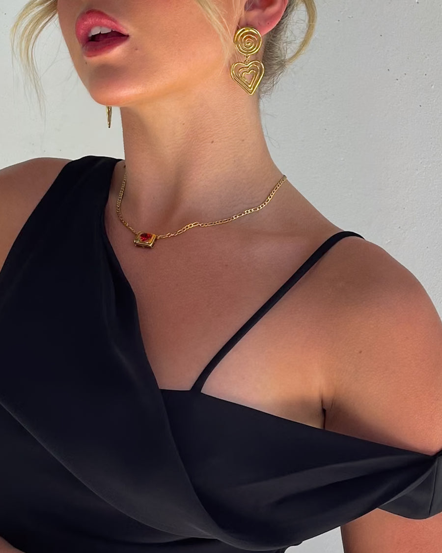 RUBY RED HEART NECKLACE GOLD - STUDIO JO STORE  