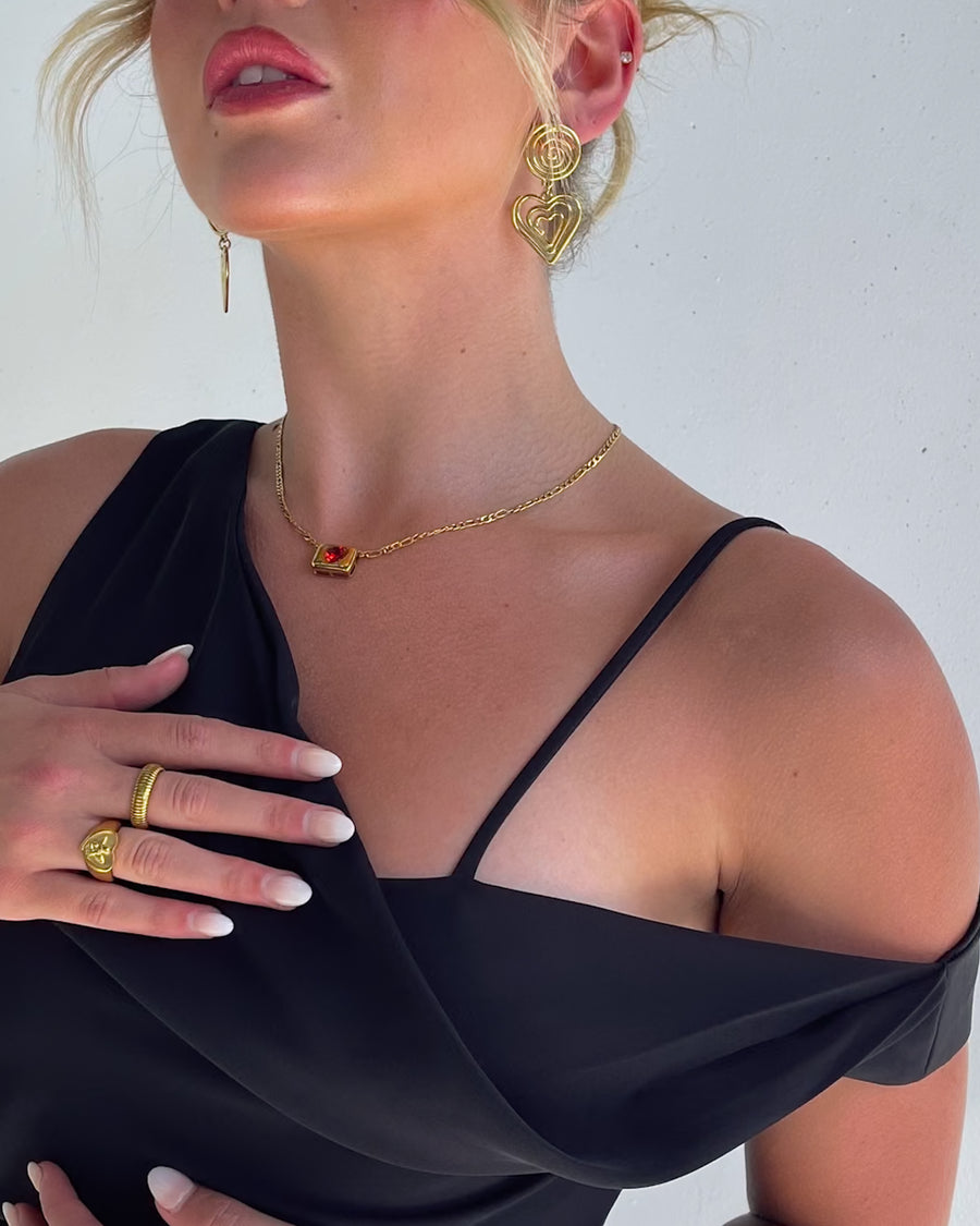 RUBY RED HEART NECKLACE GOLD - STUDIO JO STORE  
