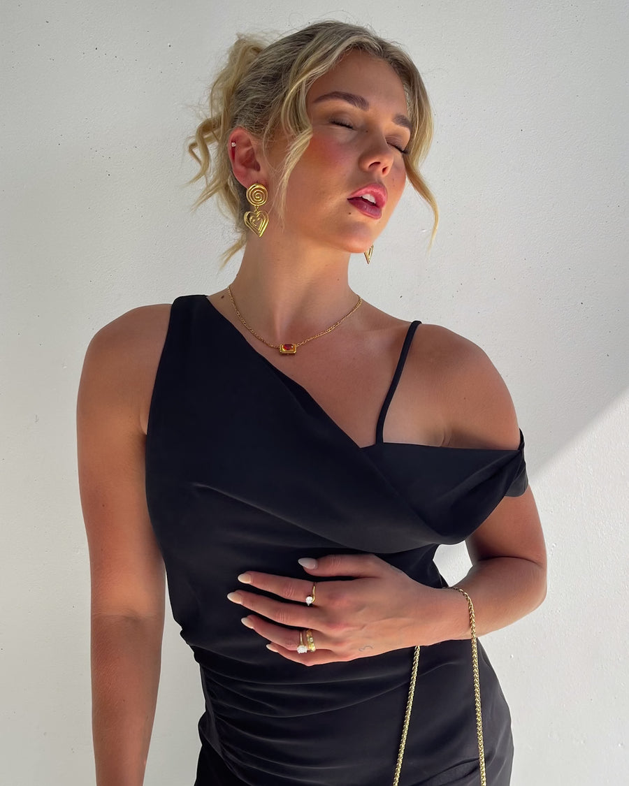 RUBY RED HEART NECKLACE GOLD - STUDIO JO STORE  