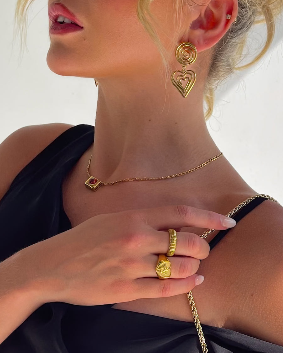 RUBY RED HEART NECKLACE GOLD - STUDIO JO STORE  