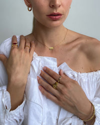 Thumbnail for LUMIÈRE SQUAR CUT CRYSTAL BAND RING 18K GOLD - STUDIO JO STORE  