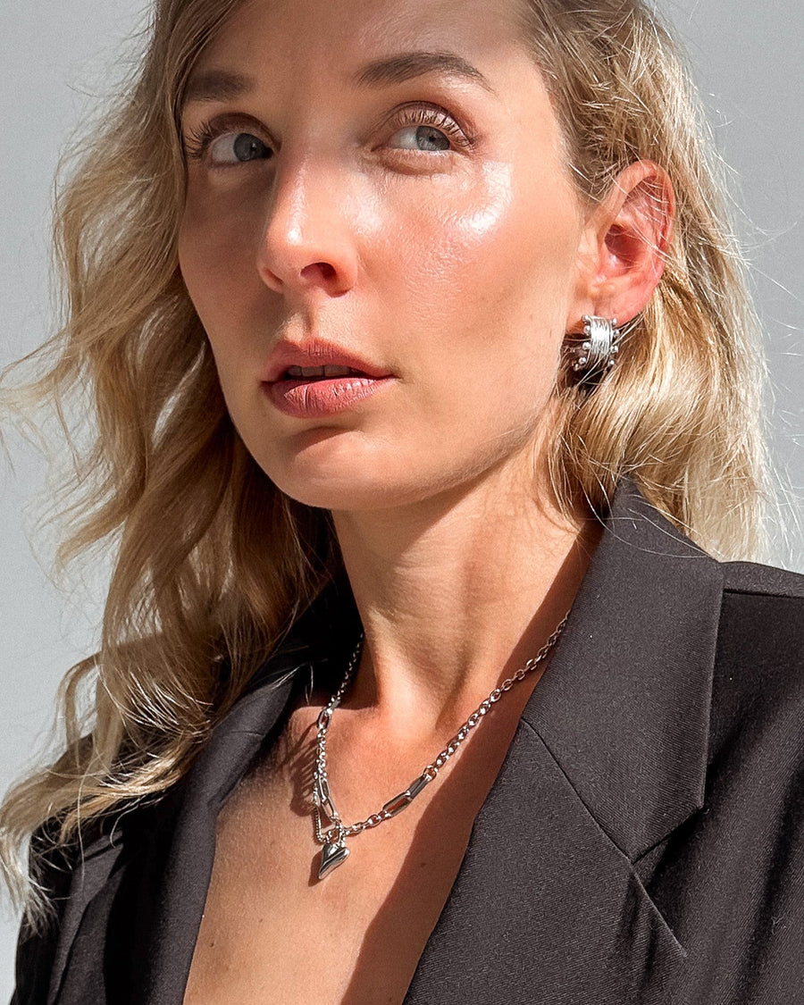 LIYLAH TEXTURED STUD EARRINGS SILVER - STUDIO JO STORE  