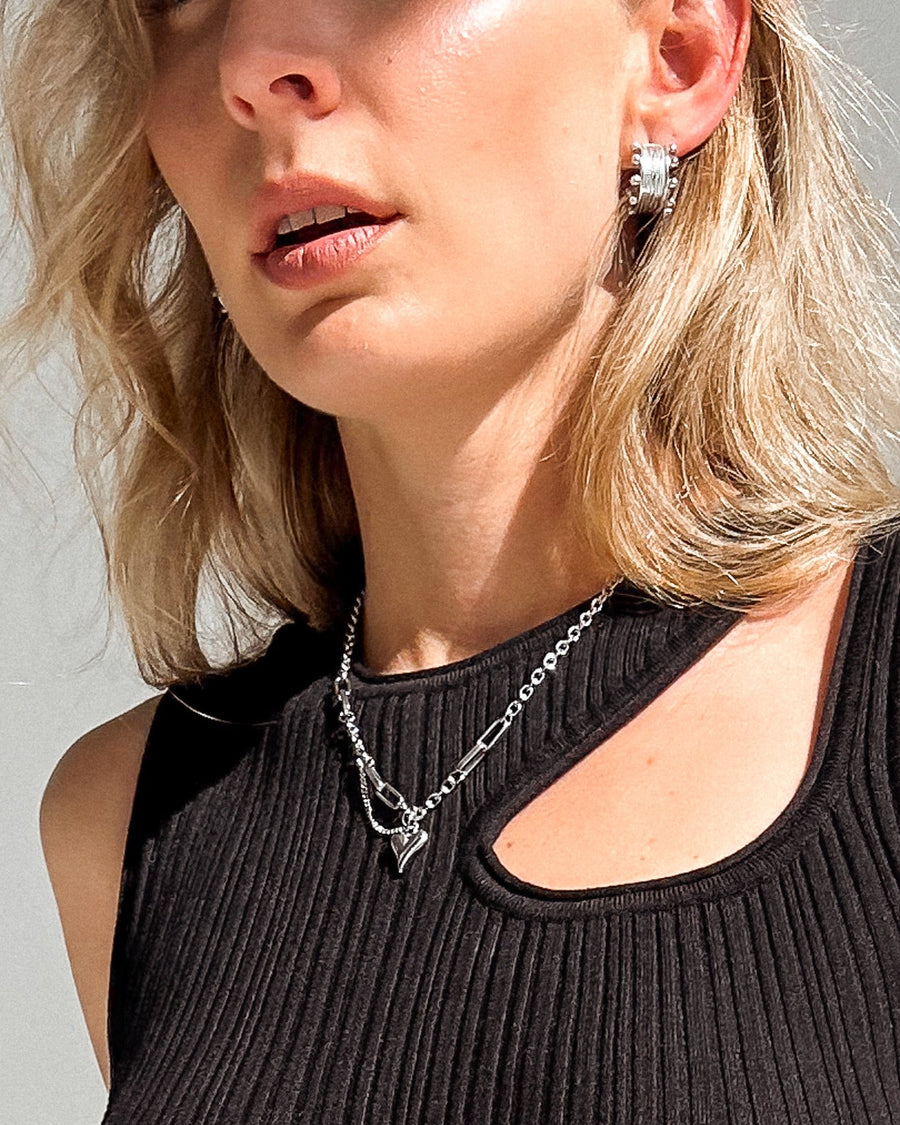 LIYLAH TEXTURED STUD EARRINGS SILVER - STUDIO JO STORE  