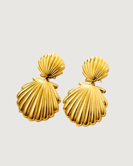 Isla Shell Drop Earrings 18K Gold