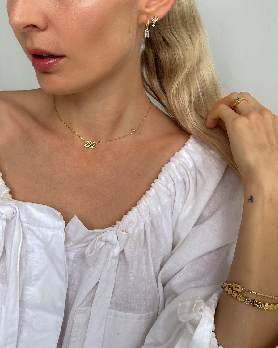 ANGEL NUMBER 222 CHOKER NECKLACE - ALIGNMENT & HARMONY - 18K GOLD - STUDIO JO STORE  
