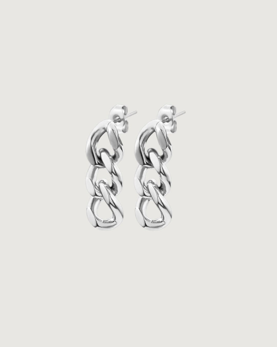 LINK CHAIN STUD DROP EARRINGS SILVER - STUDIO JO STORE  