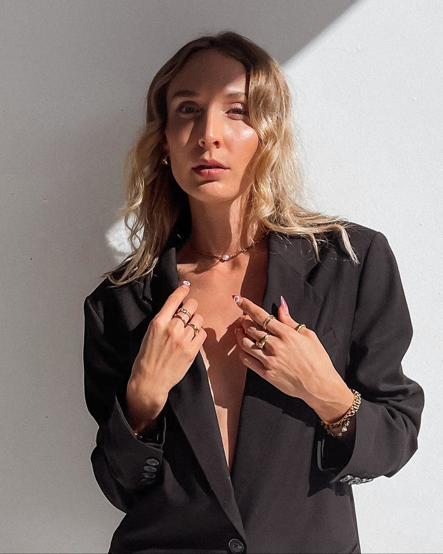 MY DIAMOND HEART SIGNET RING 18K GOLD PVD PLATED - STUDIO JO STORE  