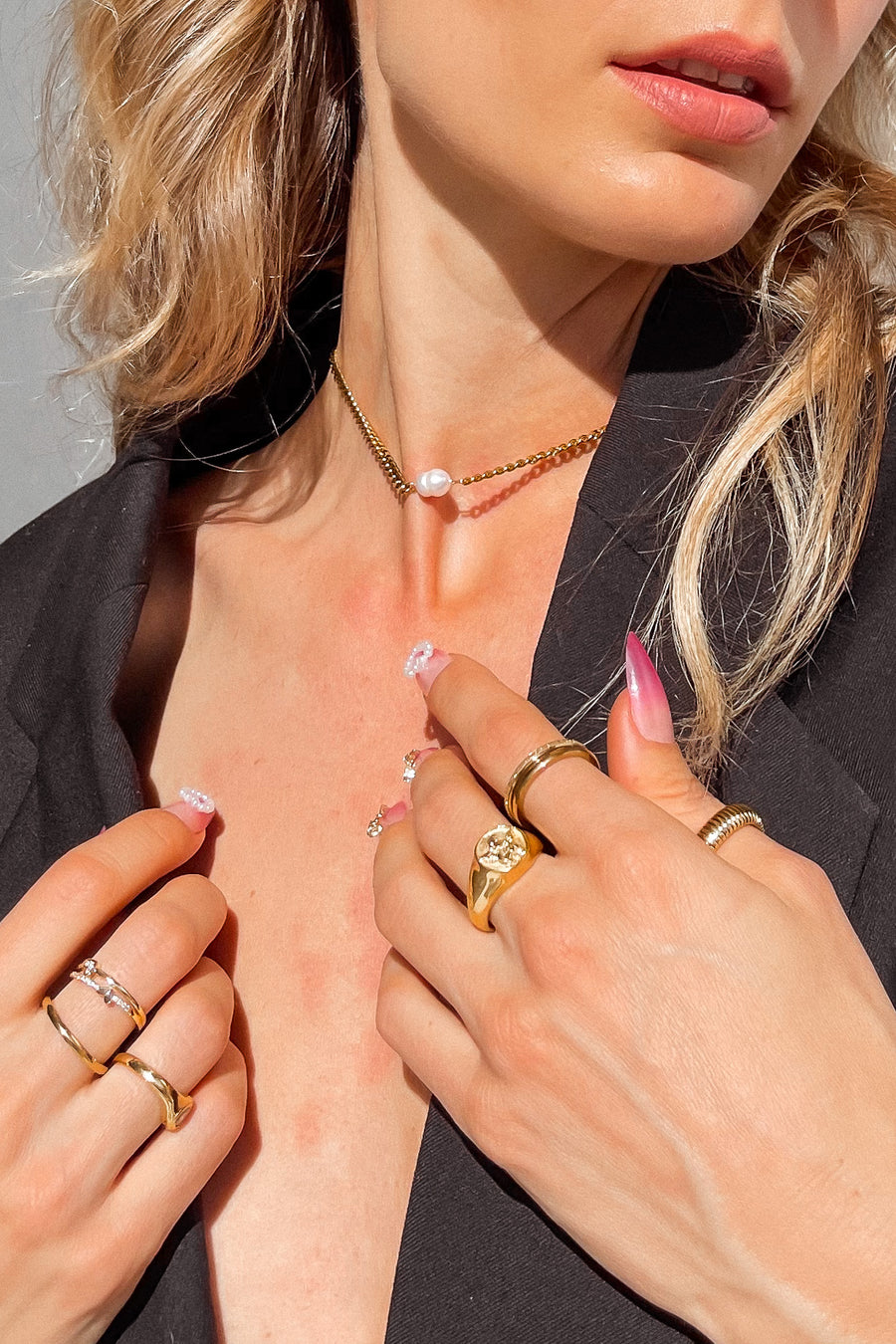 THREE SISTERS STACKING RING SET OF 3 18K GOLD PVD - STUDIO JO STORE  