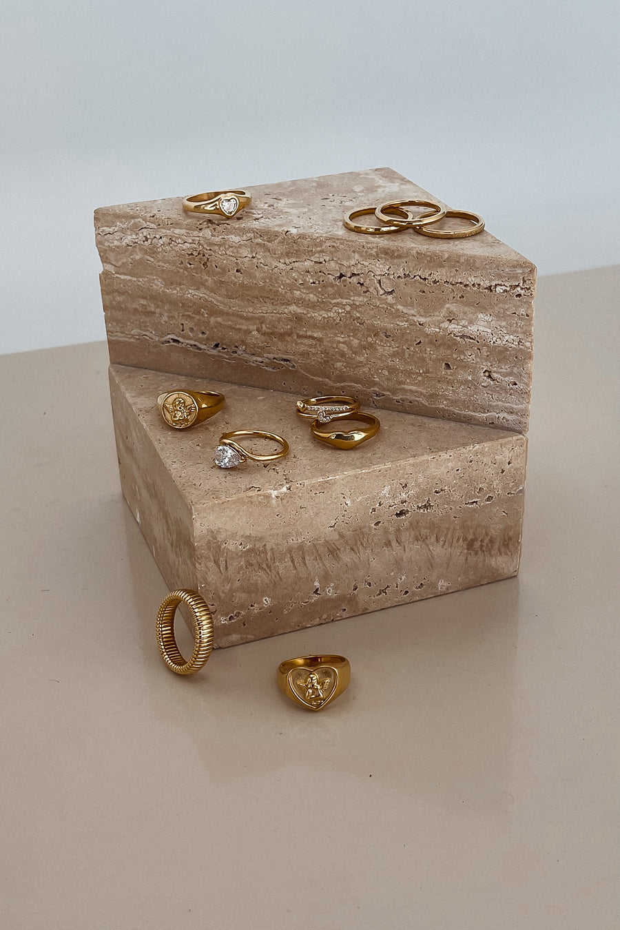 THREE SISTERS STACKING RING SET OF 3 18K GOLD PVD - STUDIO JO STORE  