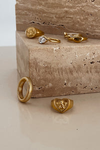 Thumbnail for CUPID ANGEL ROUND SIGNET RING 18K GOLD PLATED - STUDIO JO STORE  