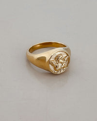 Thumbnail for CUPID ANGEL ROUND SIGNET RING 18K GOLD PLATED - STUDIO JO STORE  
