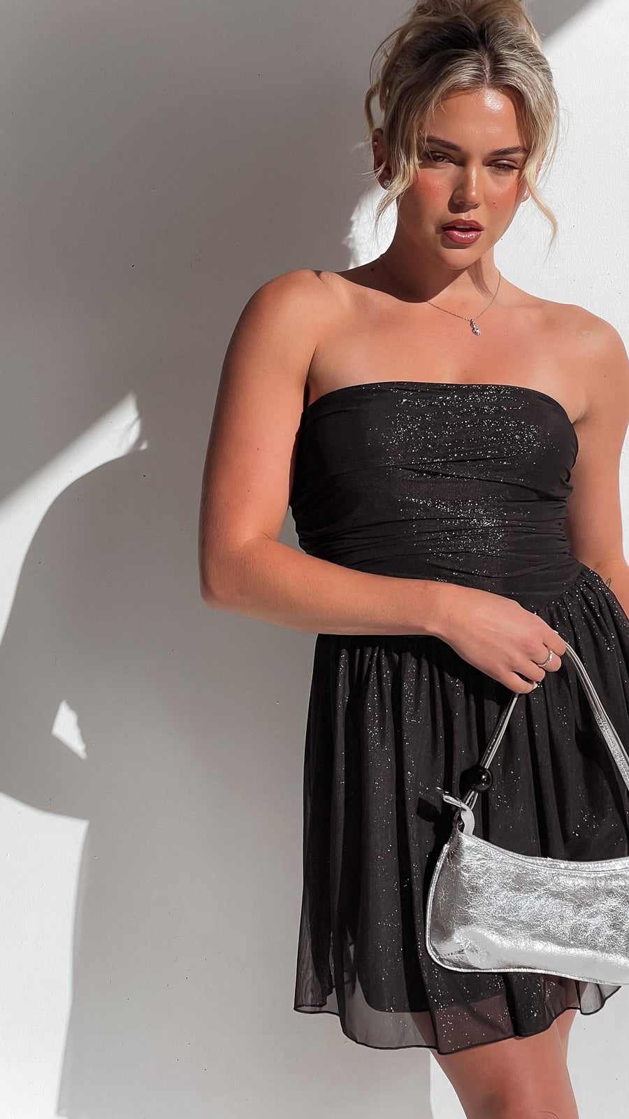 TEGAN RAE - GABRIELLE SPARKLE MINI DRESS BLACK - STUDIO JO STORE  