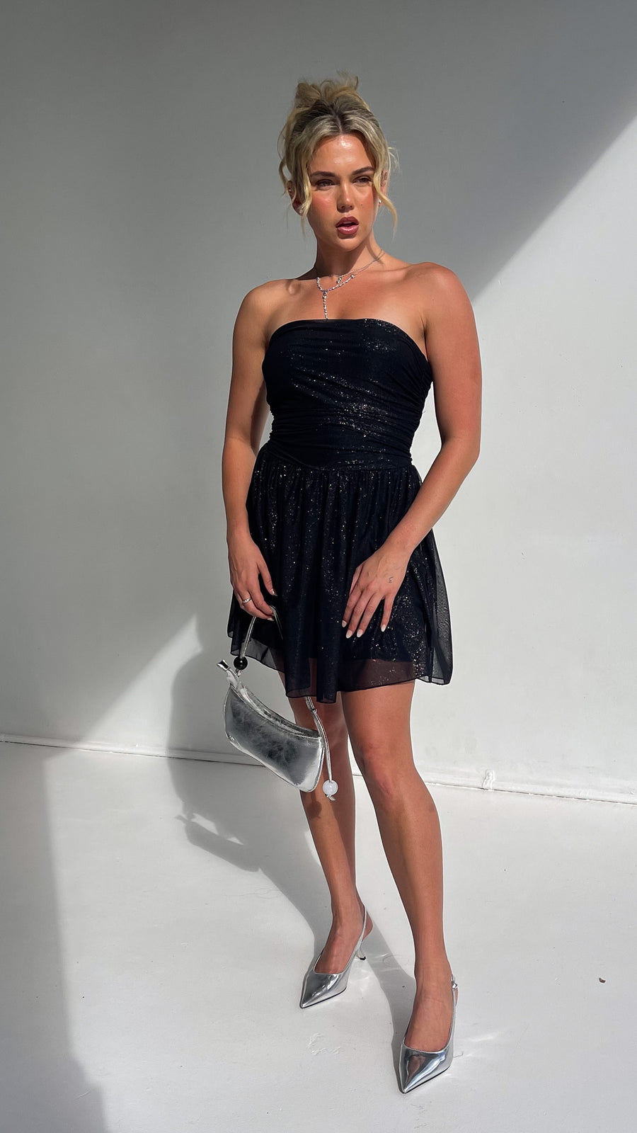 TEGAN RAE - GABRIELLE SPARKLE MINI DRESS BLACK - STUDIO JO STORE  