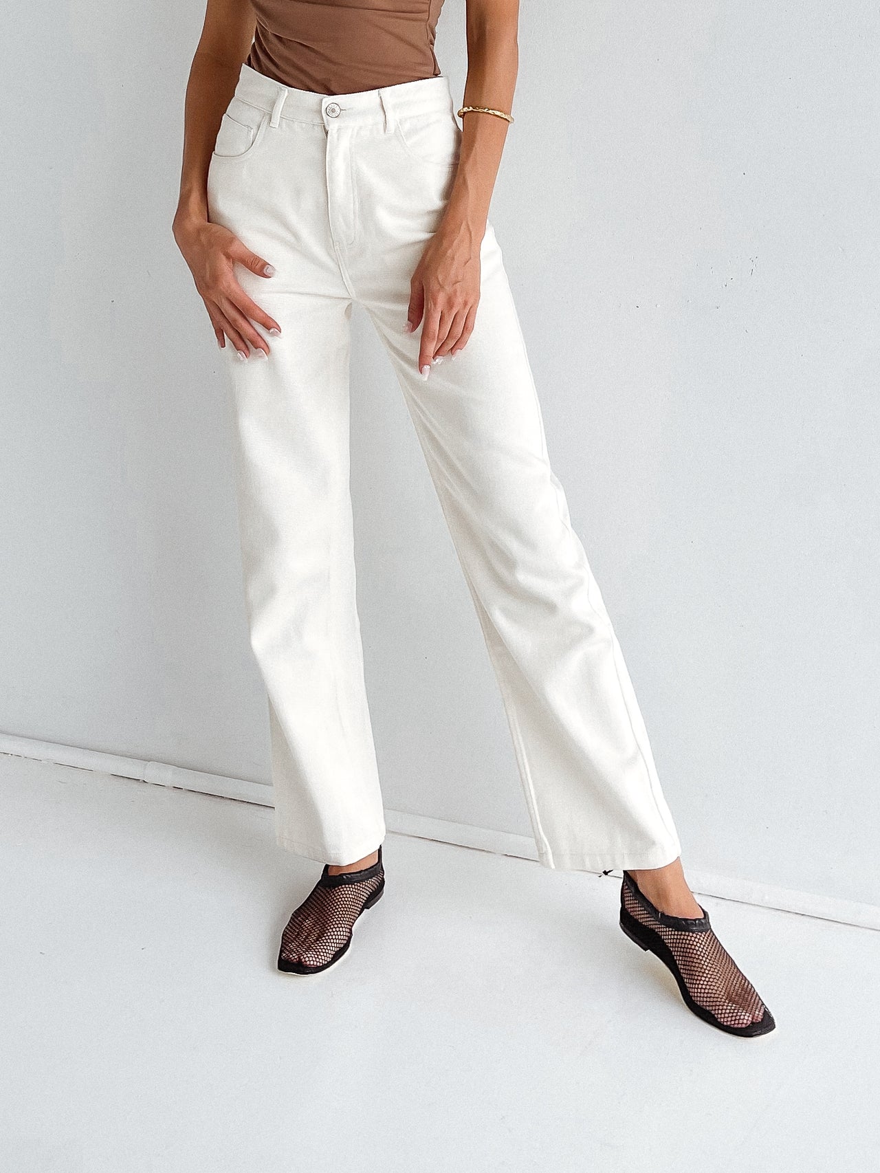 Tegan Rae Straight Leg Denim Jean - Vintage White