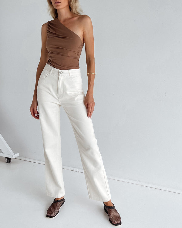 Tegan Rae Straight Leg Denim Jean - Vintage White - STUDIO JO STORE  