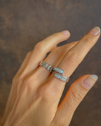 Thumbnail for WHITE SHELL AND DIMOND SWIRL RING SILVER