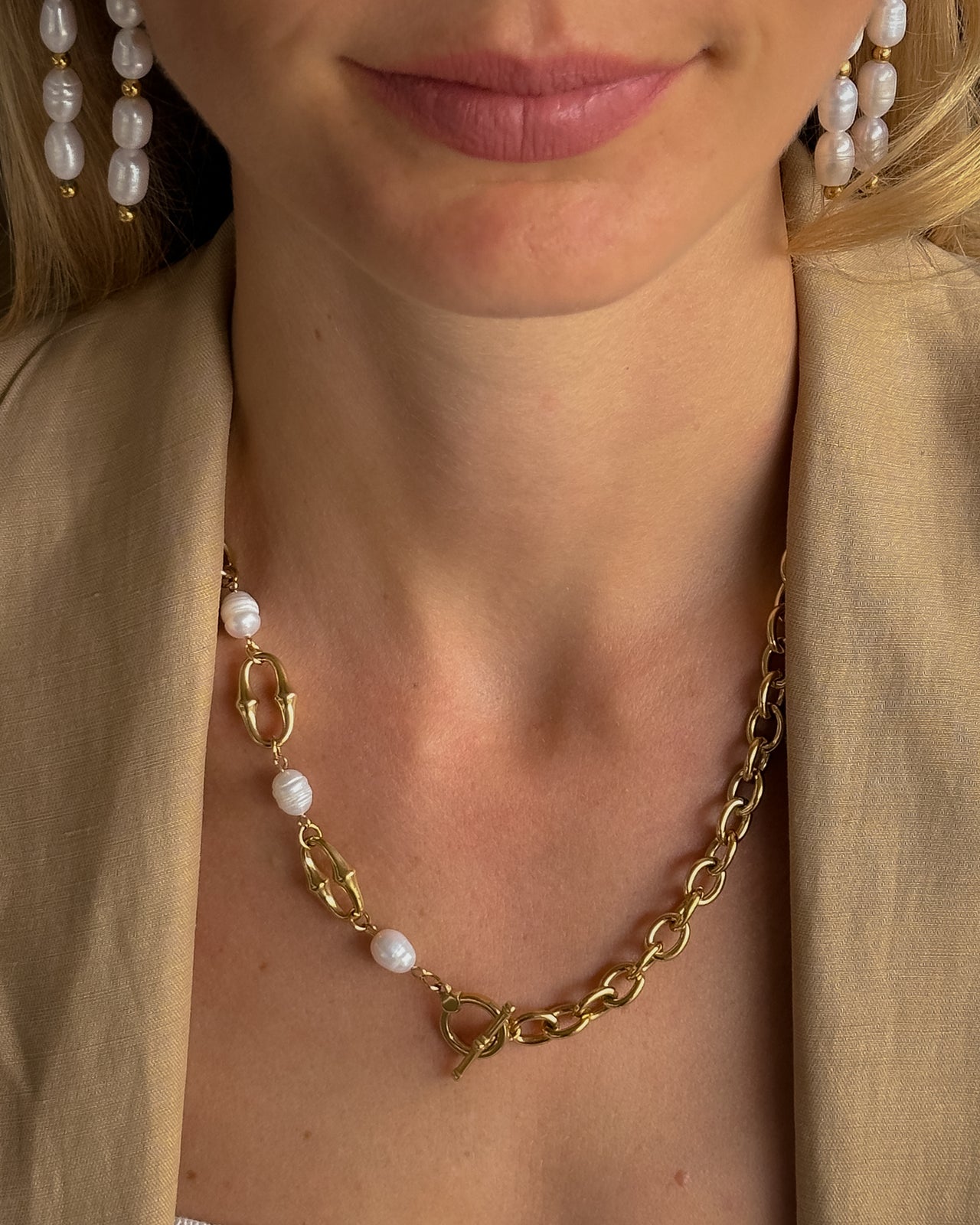 MARGOT FRESH WATER PEARL CHAIN NECKLACE 18K GOLD