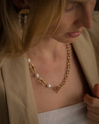 Thumbnail for MARGOT FRESH WATER PEARL CHAIN NECKLACE 18K GOLD