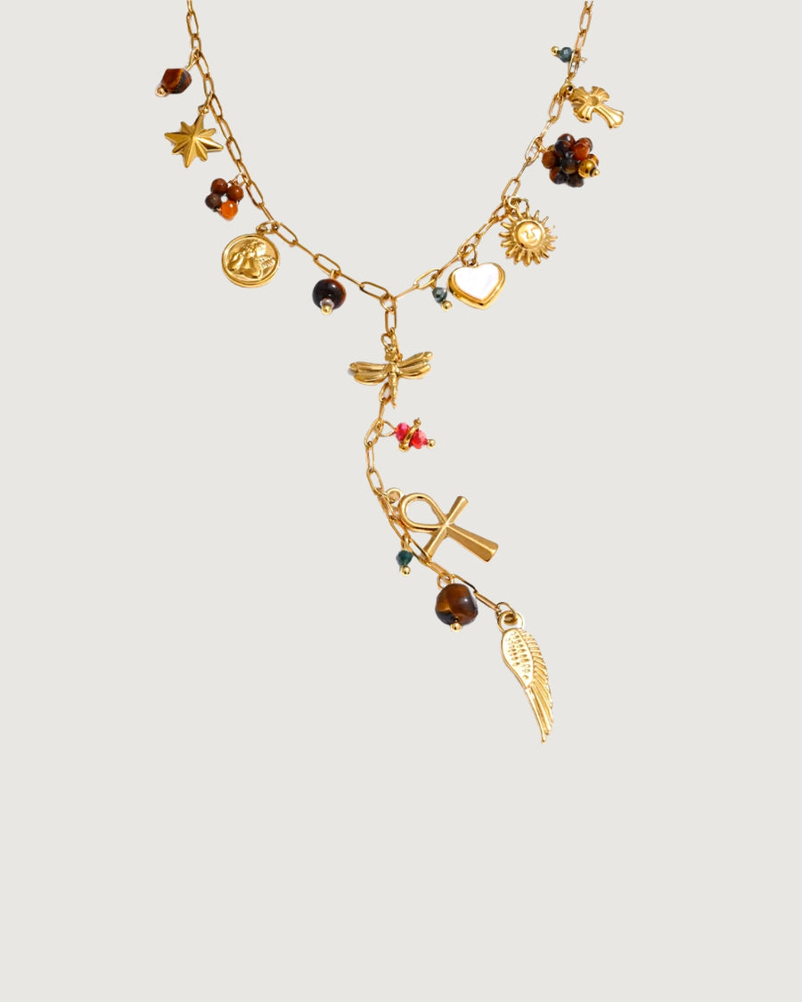 LILI STONE & CHARM NECKLACE 18K GOLD - STUDIO JO STORE  