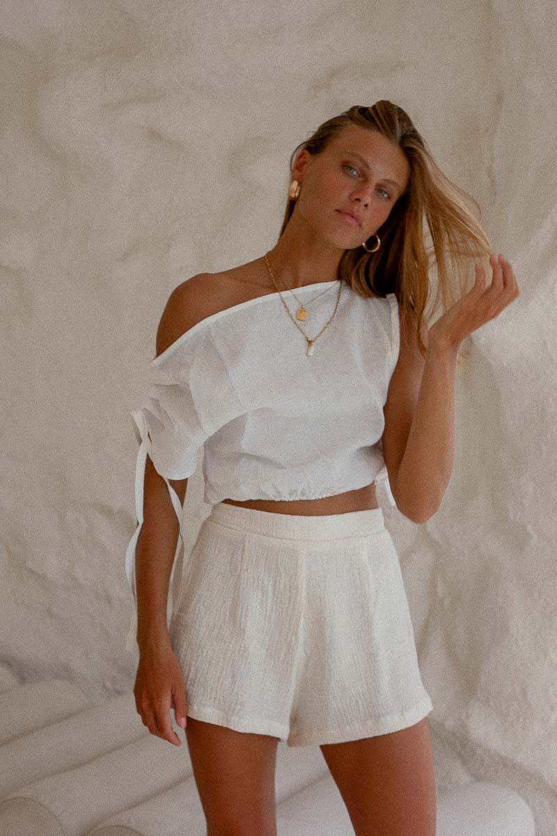 PALM COLLECTIVE COTTON GAUZE SHORTS BEIGE/SAND - STUDIO JO STORE  