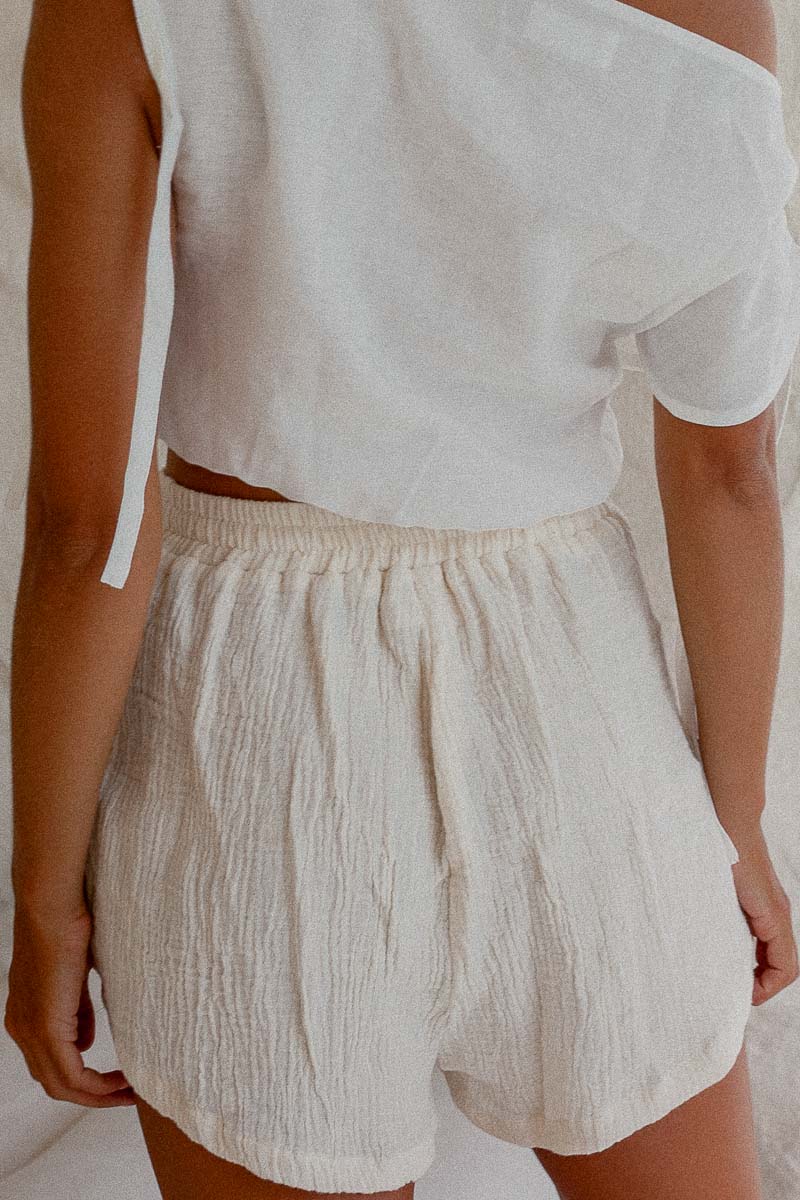 PALM COLLECTIVE COTTON GAUZE SHORTS BEIGE/SAND - STUDIO JO STORE  