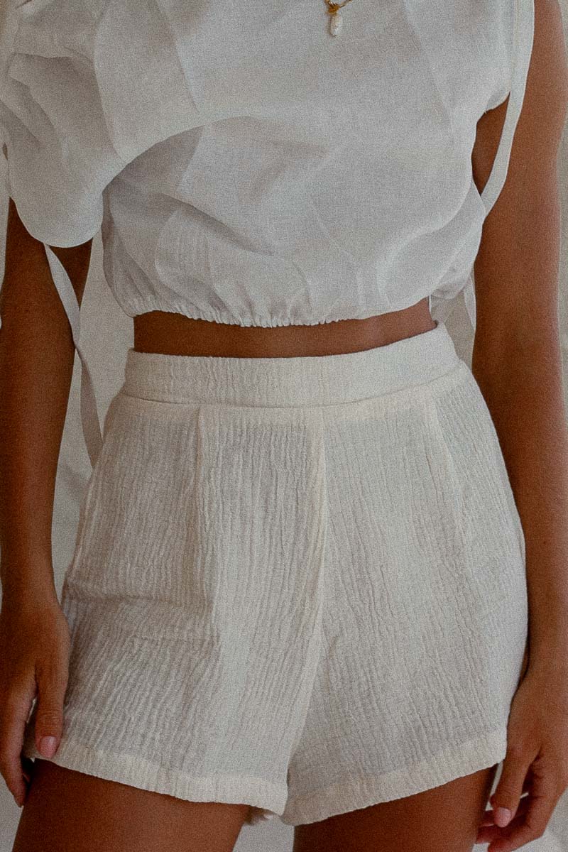 PALM COLLECTIVE COTTON GAUZE SHORTS BEIGE/SAND - STUDIO JO STORE  