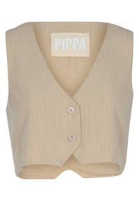 Thumbnail for PIPPA KADIE VEST BEIGE PIN STRIPE