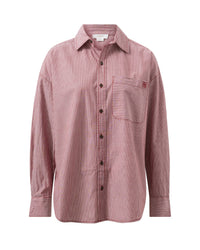 Thumbnail for PETA OVERSIZED SHIRT BURGUNDY WHITE STRIPE - STUDIO JO STORE  
