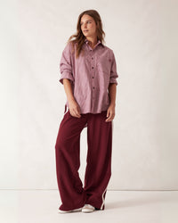 Thumbnail for PETA OVERSIZED SHIRT BURGUNDY WHITE STRIPE - STUDIO JO STORE  