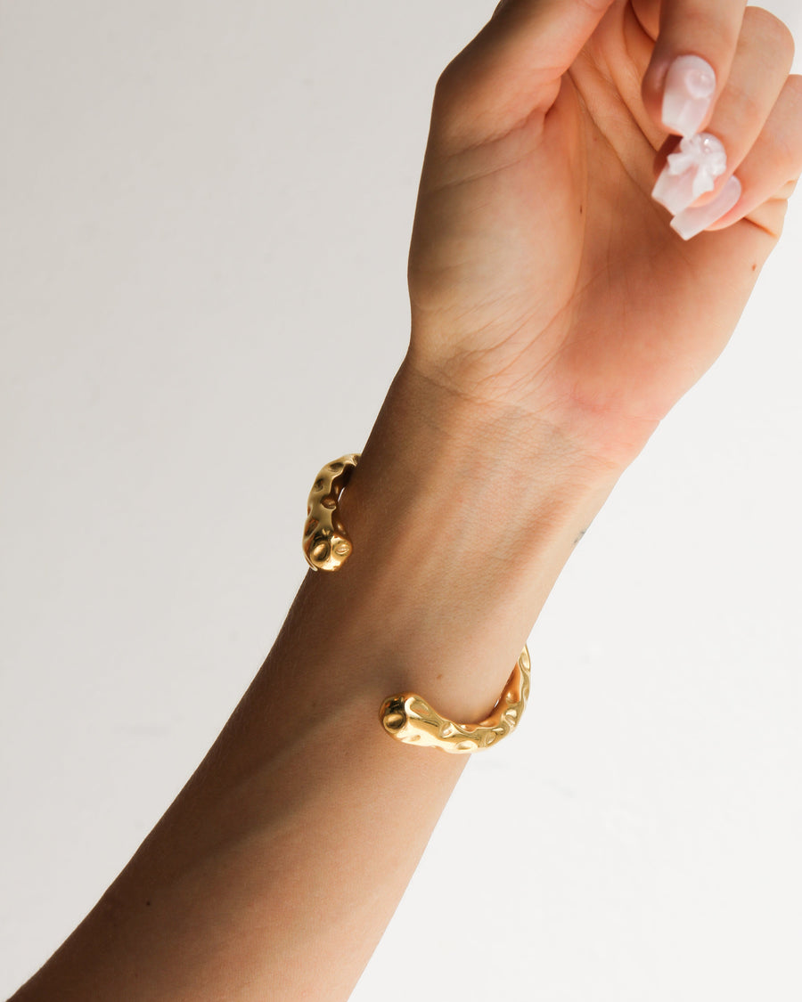 GOLD TEXTURED CUFF BRACELET - STUDIO JO STORE  