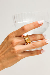 Thumbnail for IZAHA TEXTURED RING 18K GOLD PVD - STUDIO JO STORE  