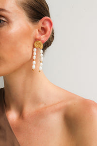 Thumbnail for Conch Shell Pearl Drop Tassel Earrings