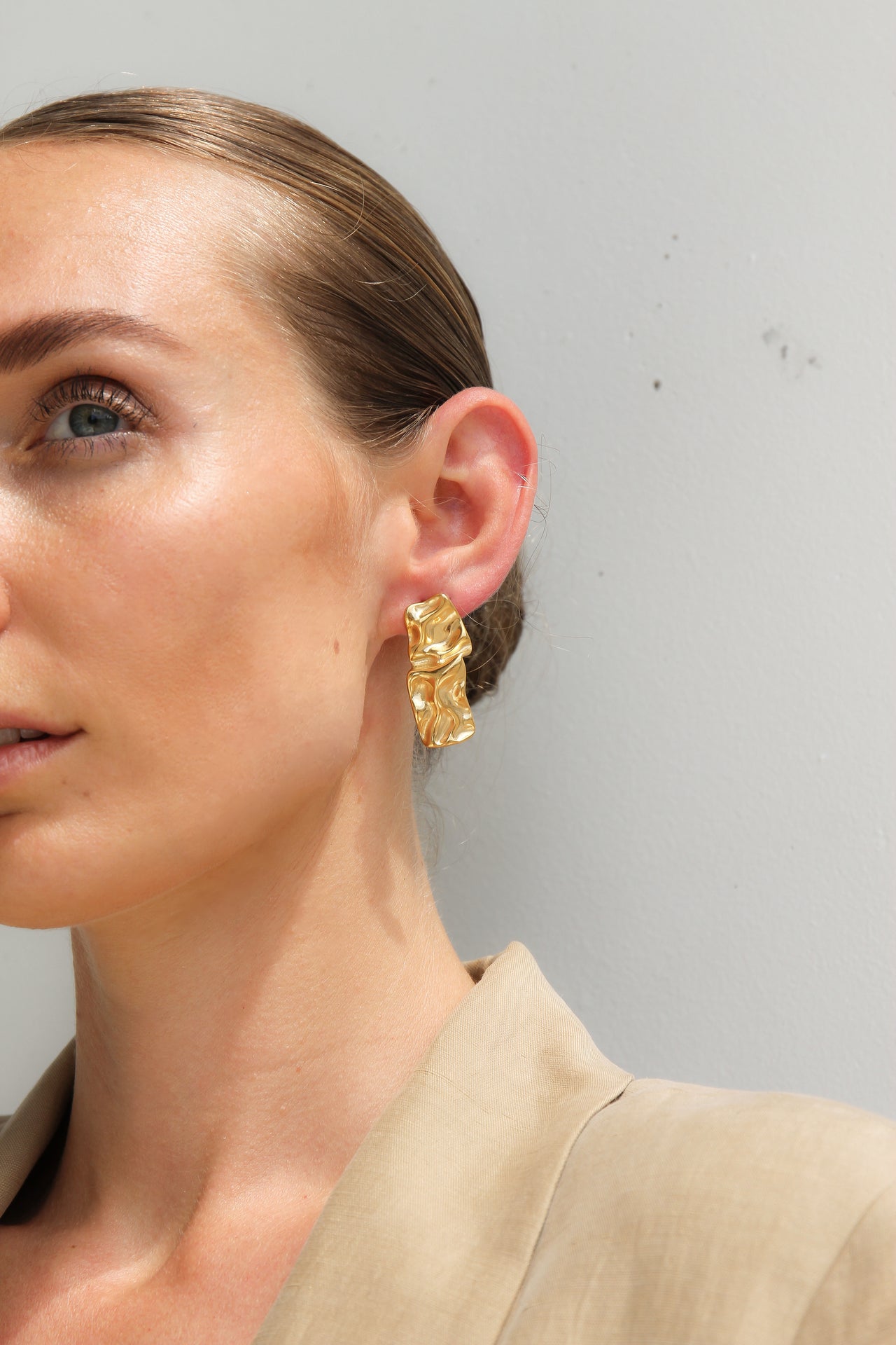 GOLD TEXTURED STUD EARRINGS - STUDIO JO STORE  