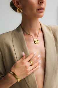 Thumbnail for IZAHA TEXTURED RING 18K GOLD PVD - STUDIO JO STORE  