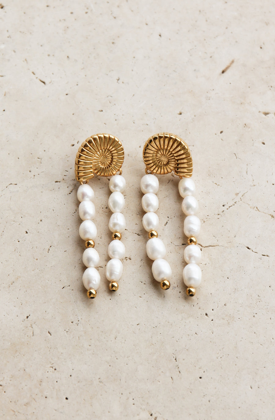 CONCH SHELL PEARL DROP TASSEL EARRINGS - STUDIO JO STORE  