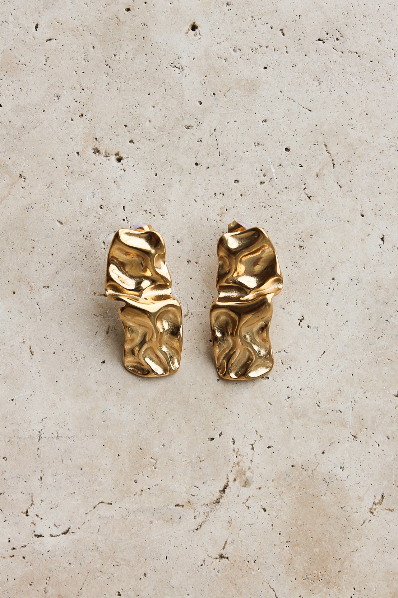 GOLD TEXTURED STUD EARRINGS - STUDIO JO STORE  