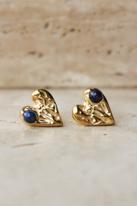 Thumbnail for GOLD TEXTURED HEART STUD EARRINGS - STUDIO JO STORE  