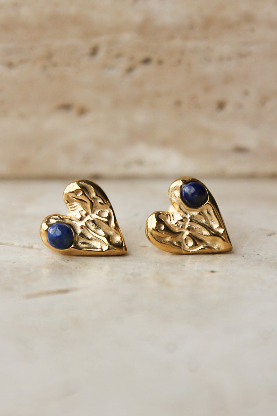 GOLD TEXTURED HEART STUD EARRINGS - STUDIO JO STORE  