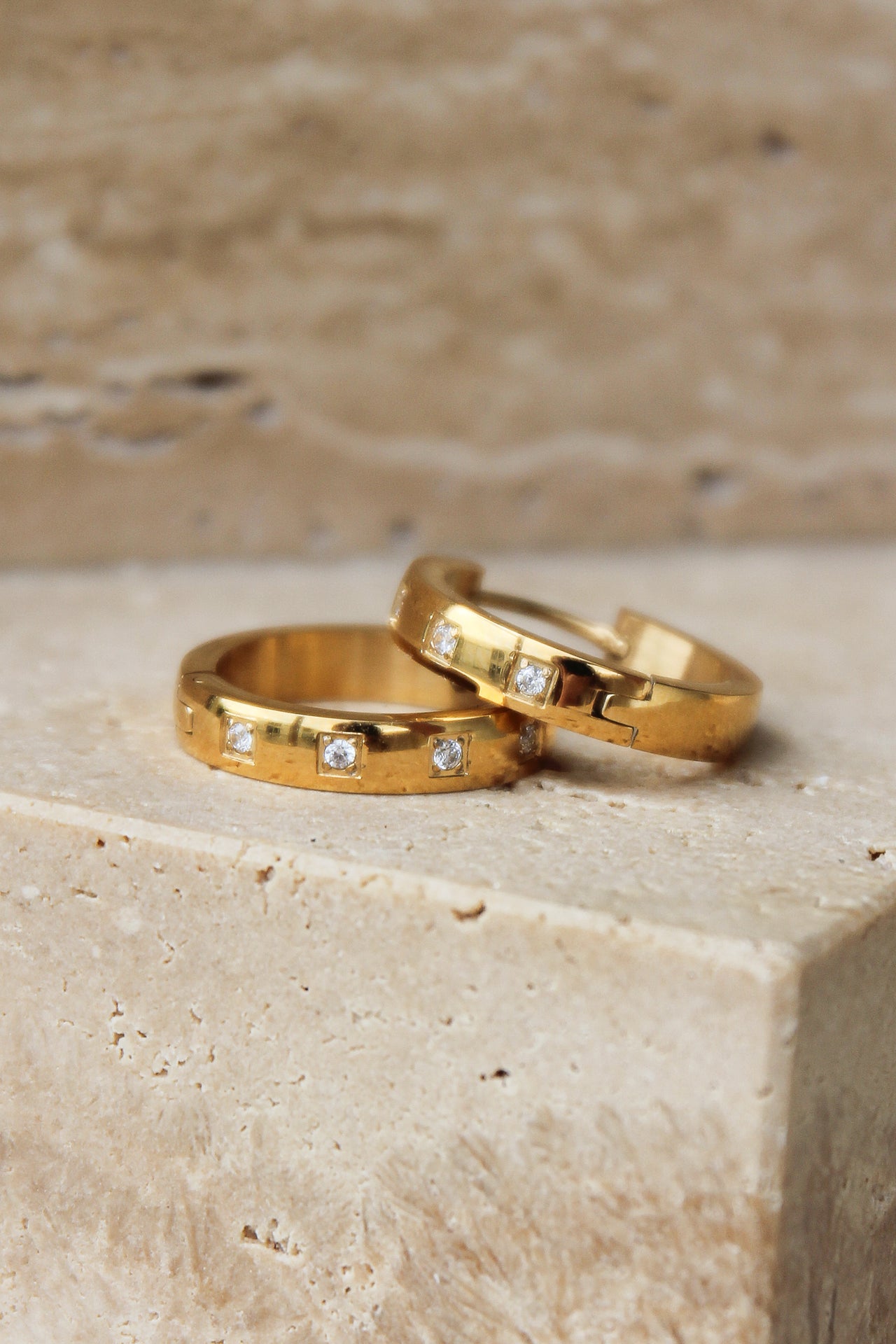 GOLD DIAMOND HOOP EARRINGS - STUDIO JO STORE  