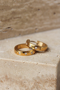 Thumbnail for GOLD DIAMOND HOOP EARRINGS - STUDIO JO STORE  