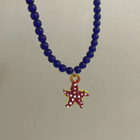 Thumbnail for SIENNA STARFISH PENDANT NECKLACE -  HANDMADE GLASS STARFISH BLUE AND RED - STUDIO JO STORE  