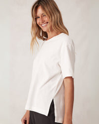 Thumbnail for Stevie Slouchy Split Hem Tee Vanilla - STUDIO JO STORE  