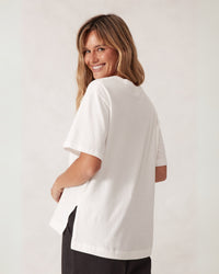Thumbnail for Stevie Slouchy Split Hem Tee Vanilla - STUDIO JO STORE  