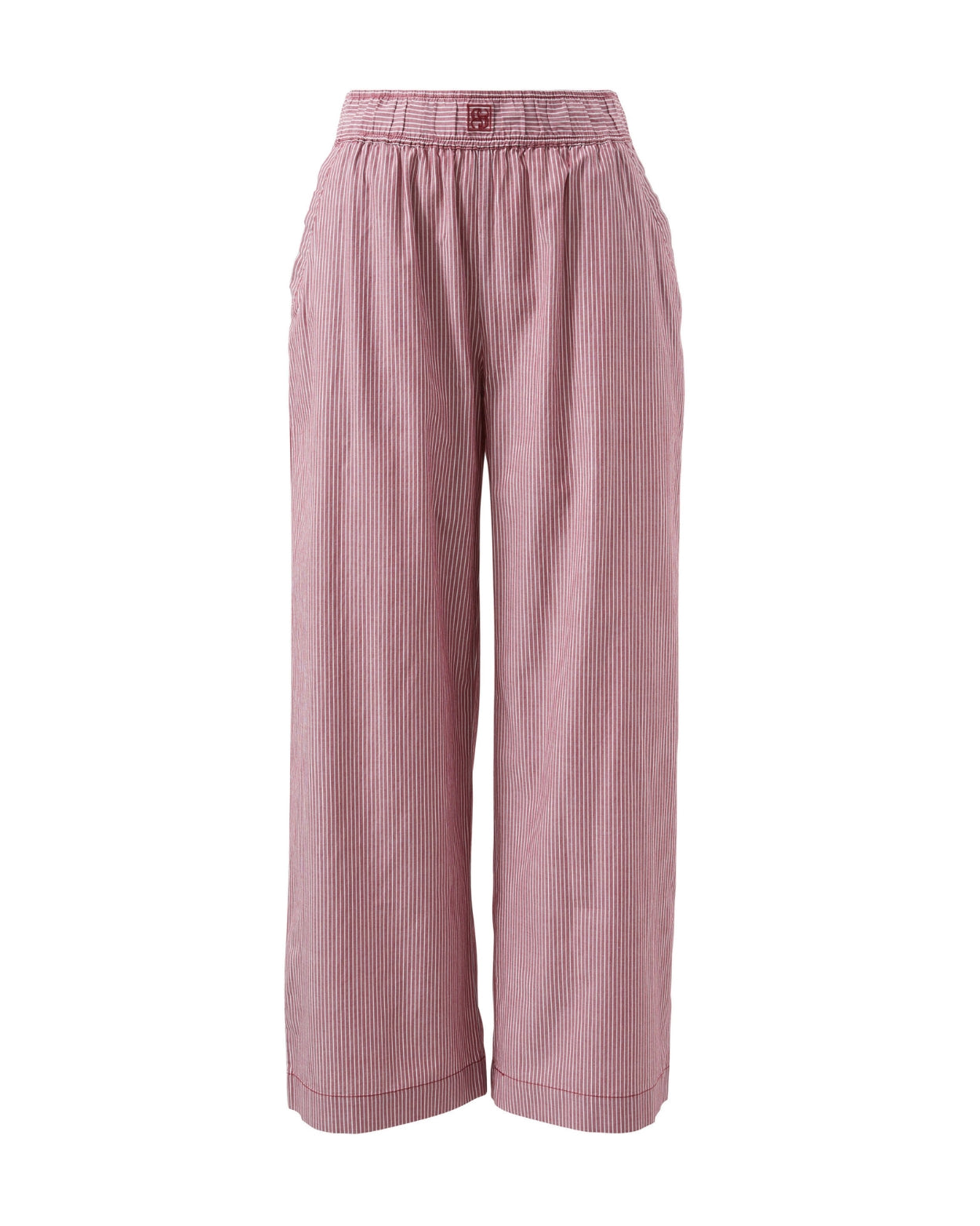The Poplin Lounge Pant Burgundy White Stripe - STUDIO JO STORE  