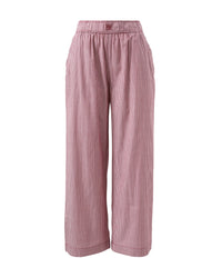 Thumbnail for The Poplin Lounge Pant Burgundy White Stripe - STUDIO JO STORE  