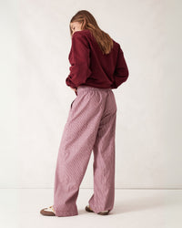 Thumbnail for The Poplin Lounge Pant Burgundy White Stripe - STUDIO JO STORE  