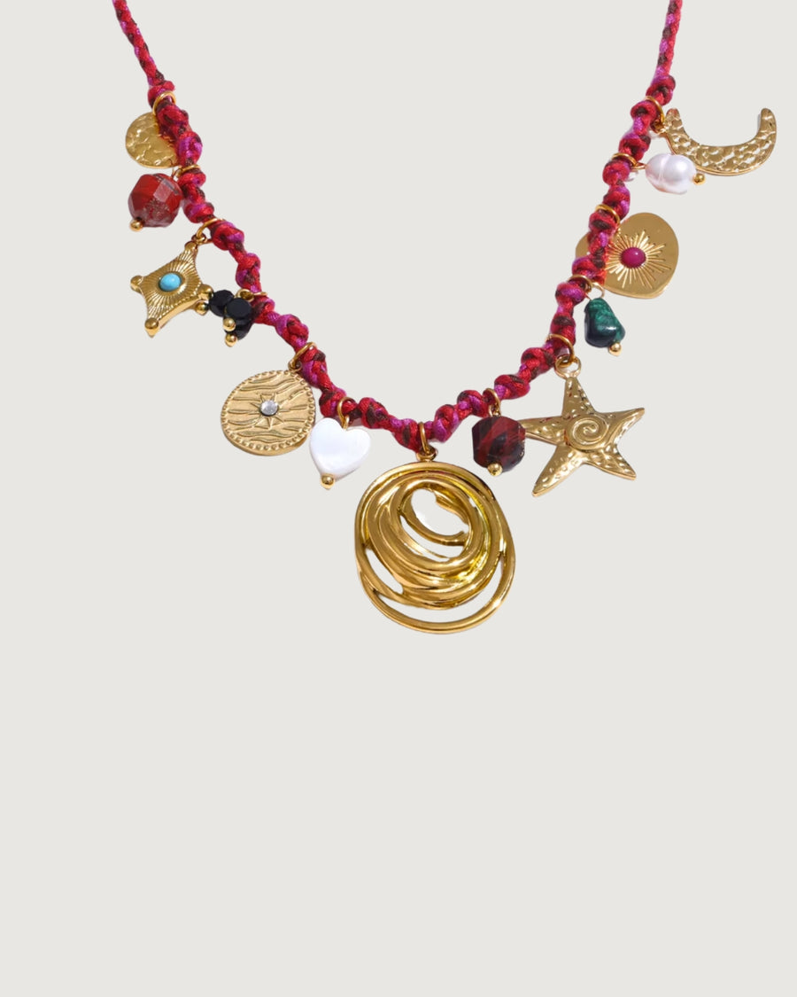 HANDMADE BRAIDED ROPE NATURAL CHARM NECKLACE - STUDIO JO STORE  